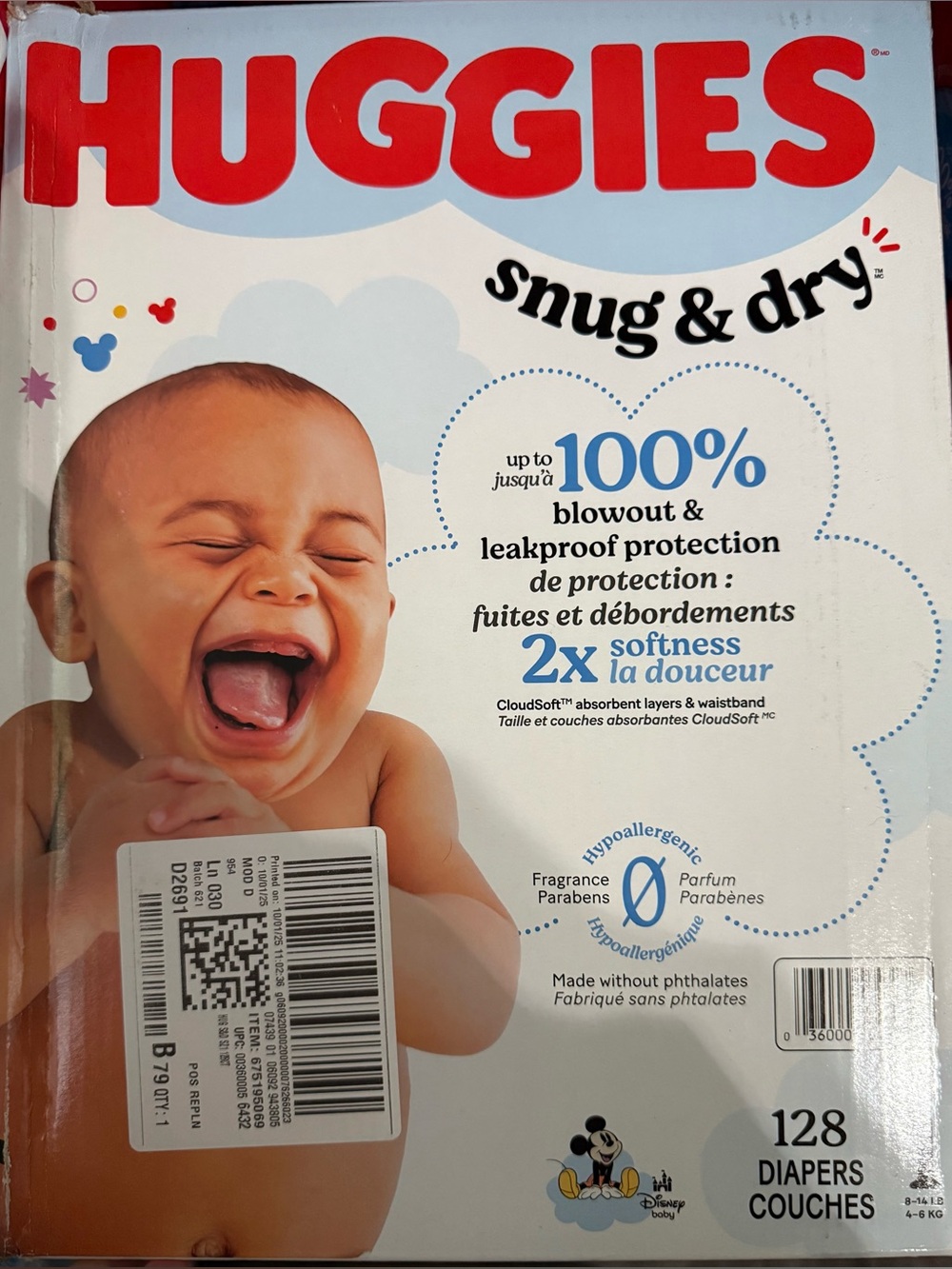 Huggies Snug & Dry Size 1 128ct
